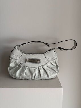 GUESS Pale Grey White Shoulder Bag with Embossed Logo Detail